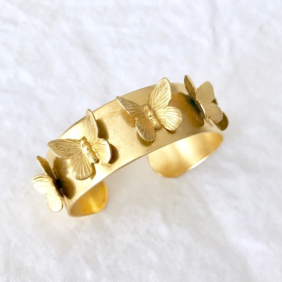 Yochi Jewelry - Yochi Gold Butterfly Adjustable Cuff Bracelet